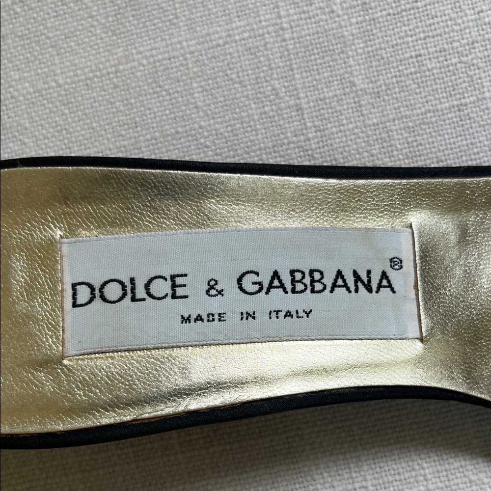 Dolce & Gabbana Black and Gold Crystal Mules Size 6 / Euro 36.5 - Picture 8 of 9